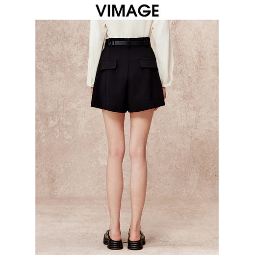 VIMAGE纬漫纪时尚休闲显瘦高腰直筒短裤秋季新款V2205807 商品图3
