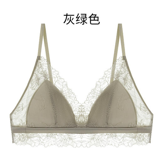 TG-TG02S214春夏法式真丝三角杯内衣 超薄款性感蕾丝小胸桑蚕丝文胸缎面 商品图4