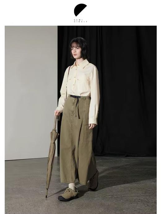 半圆/D24401473/水洗工装长款半身裙 商品图4