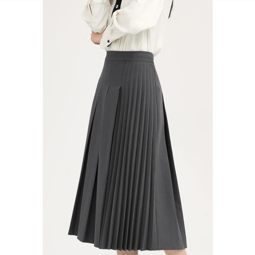 【商场同款】诗凡黎灰色学院风百褶半身裙2024夏新款女3F4140742 商品图2