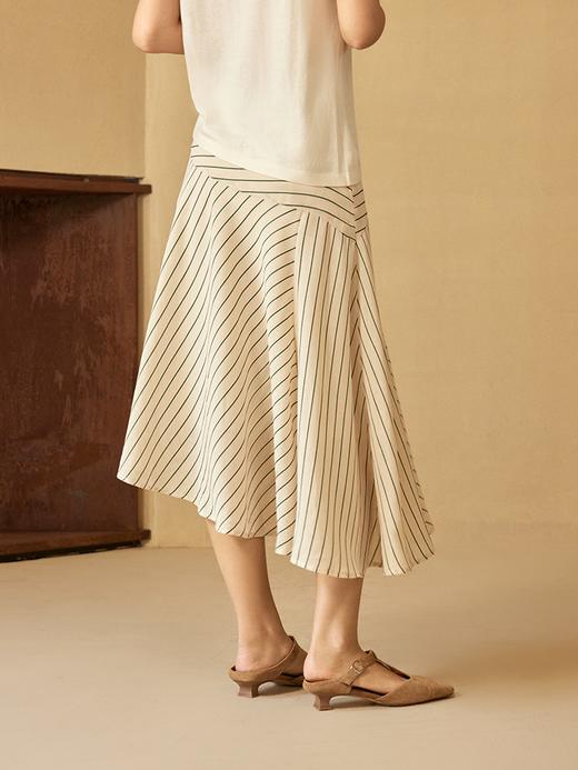 色织条纹拼接A字修身迷笛半裙FCE3SKT208 商品图6