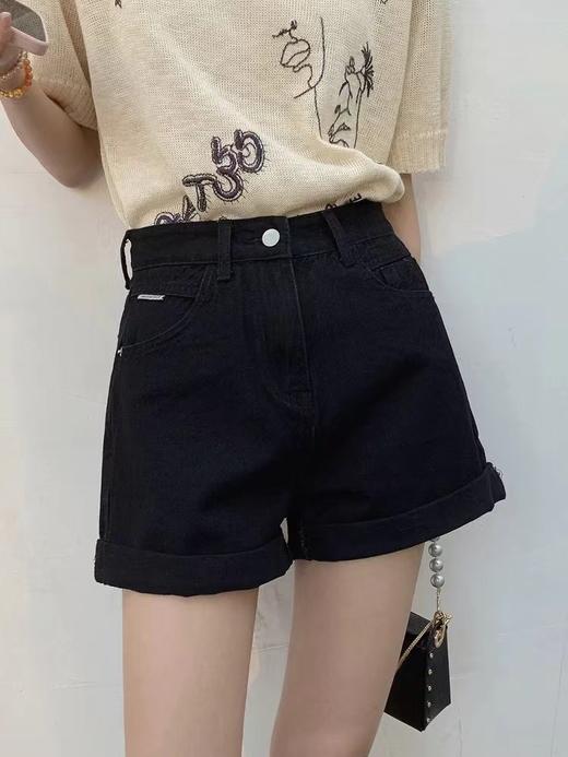 6.30清仓（NO退，能接受拍）→66026卷边蝴蝶结刺绣/米标牛仔短裤-喜出 商品图2