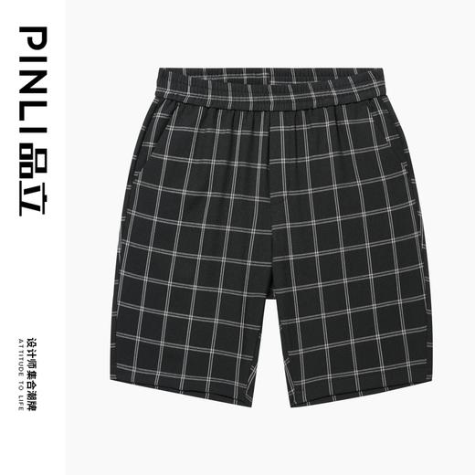 PINLI品立夏季新款男士直筒格子短裤潮牌百搭时尚休闲五分裤B242117146 商品图4