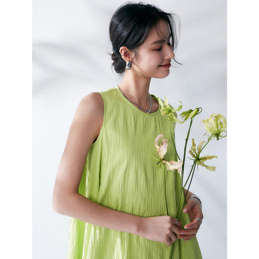 棉仓343616005-圆领立体花苞廓形抽绳立体肌理长款连衣裙 商品图2