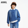 男女童超宽松牛仔卫衣长袖上衣新款安奈儿童装实体店同款AM431551 商品缩略图0