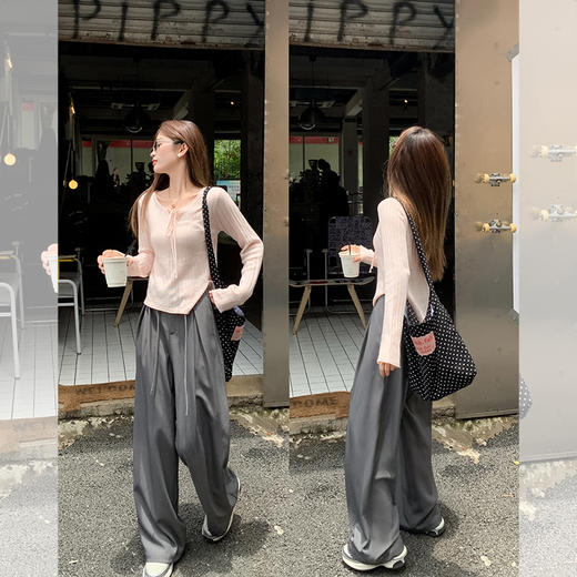 <曾小咸推荐>【大长腿养成记】灰色西装阔腿裤 商品图3