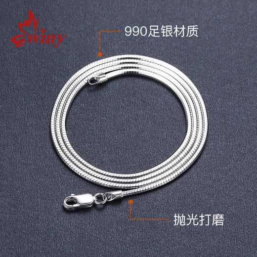 【Winy】990 纯银八角蛇骨链男女款足银简约细款锁骨链时尚百搭可叠戴银饰项链 商品图3
