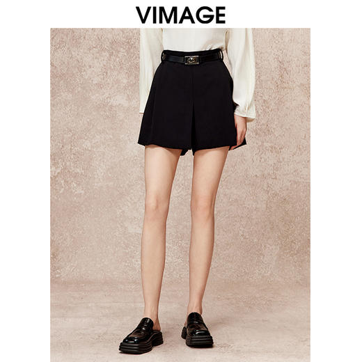 VIMAGE纬漫纪时尚休闲显瘦高腰直筒短裤秋季新款V2205807 商品图0