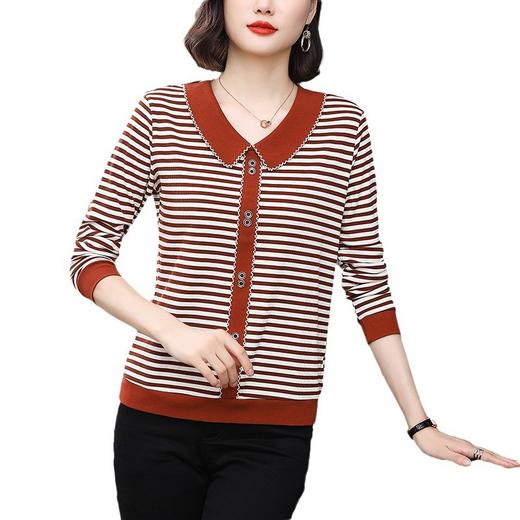 MZ 19533时尚长袖t恤女洋气条纹打底衫 商品图4