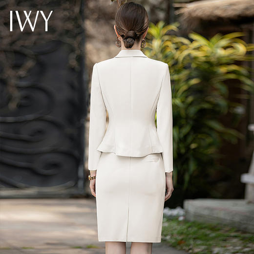 IWY/秋款白色长袖西装半裙正式场合招待职业裙套装C1851+S1825 商品图3