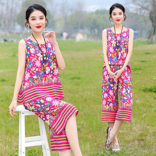 棉绸套装妈妈装，加肥大码中老年家居服两件套HS 商品图0