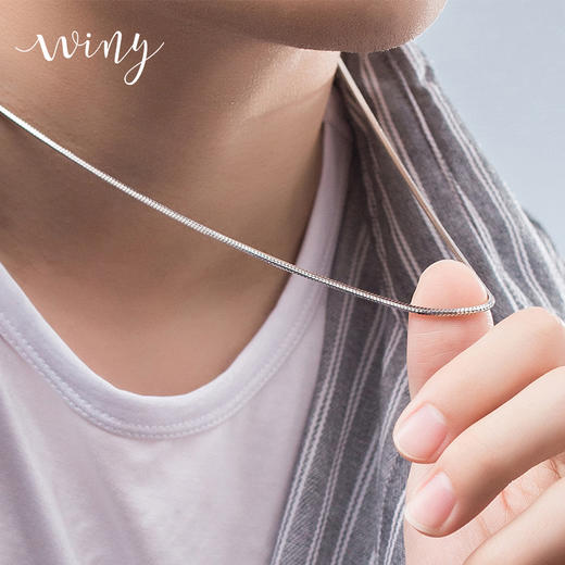 【Winy】990 纯银八角蛇骨链男女款足银简约细款锁骨链时尚百搭可叠戴银饰项链 商品图4