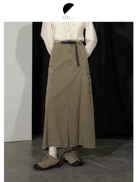 半圆/D24401473/水洗工装长款半身裙 商品图2