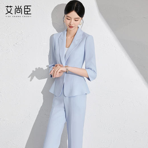 艾尚臣西装套装女修身显瘦通勤秋季工作服高级感商务职场正式场合两件套 商品图2