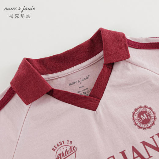 [商场同款]马克珍妮女童复古撞色翻领运动T恤儿童上衣秋装241281 商品图4