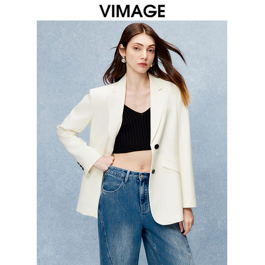 VIMAGE纬漫纪秋季新款时尚简约高级通勤西装外套V2203803 商品图3