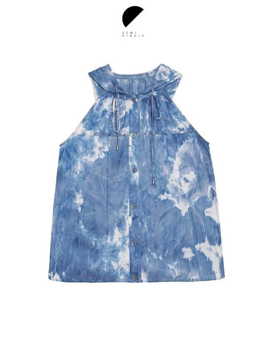 半圆/D24202314/扎染连帽挂脖背心 商品图3