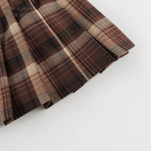 马克珍妮女童复古学院格子百褶短裙半身裙儿童裙子秋装新款241272 商品图3