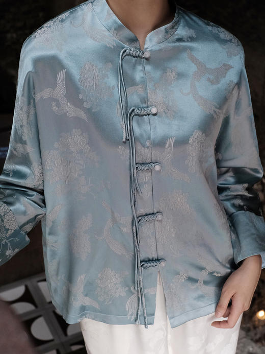 盛唐婧 |真丝火凤凰蓝外套 商品图2