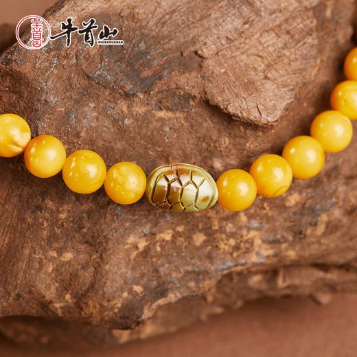 牛首山文创富甲多福蜜蜡绿松石朱砂手链古风原矿高档琥珀手串礼物 商品图2