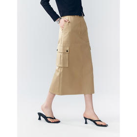 棉仓352617004-工装风直筒多口袋半身裙