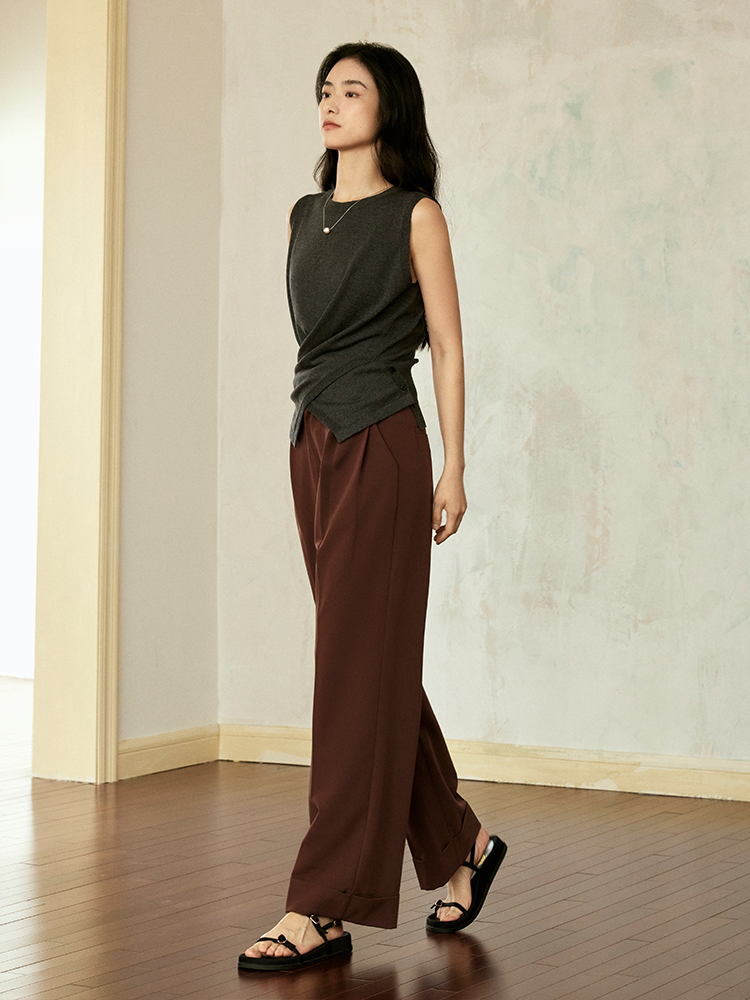 增高裤 双褶直筒长裤FB5085242