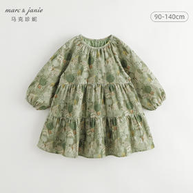 [商场同款]马克珍妮女童绿色丛林灯芯绒连衣裙儿童裙子秋装241101