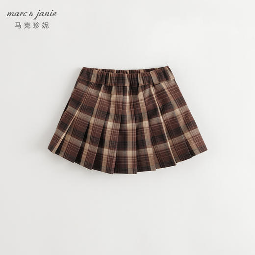 马克珍妮女童复古学院格子百褶短裙半身裙儿童裙子秋装新款241272 商品图2