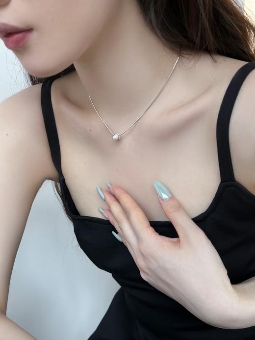 ins风 s925银高级珍珠迷你方形项链锁骨 商品图3