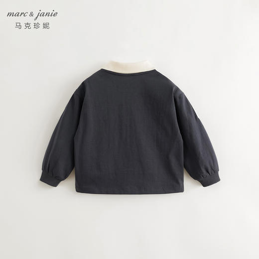 马克珍妮女童复古学院翻领长袖运动T恤儿童上衣秋装新款241280 商品图2