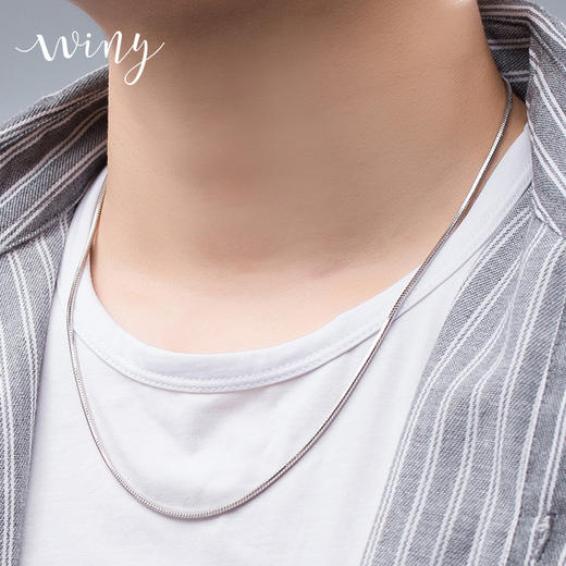 【Winy】990 纯银八角蛇骨链男女款足银简约细款锁骨链时尚百搭可叠戴银饰项链 商品图5