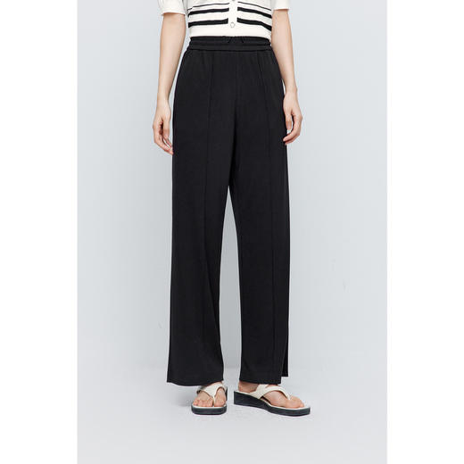 【商场同款】诗凡黎黑色直筒针织休闲裤2024夏新款长裤3F4350781 商品图2