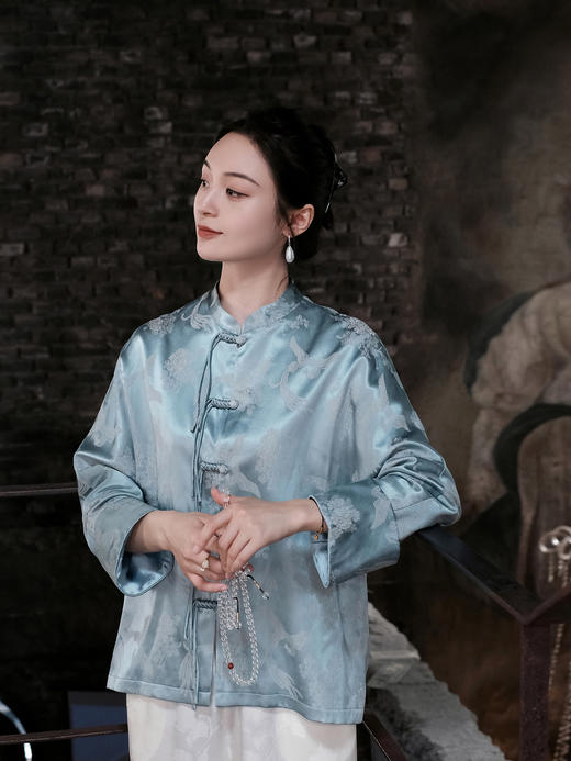 盛唐婧 |真丝火凤凰蓝外套 商品图0