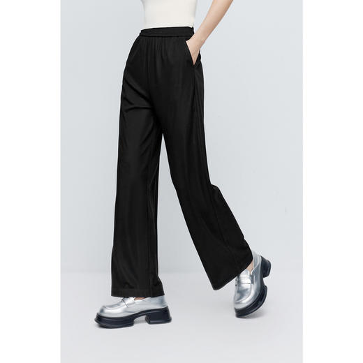 【商场同款】诗凡黎黑色直筒针织休闲裤2024夏新款长裤3F4350781 商品图4