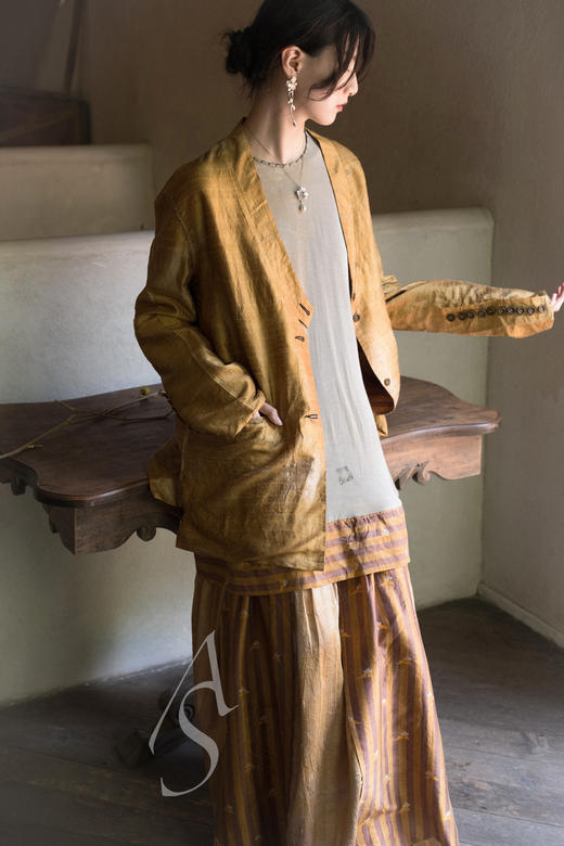 Mutedance  鎏金色双面真丝夹克 商品图5