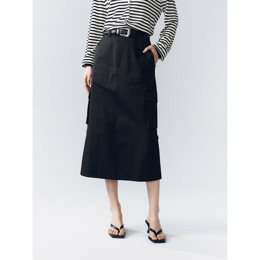 棉仓352617004-工装风直筒多口袋半身裙 商品图1