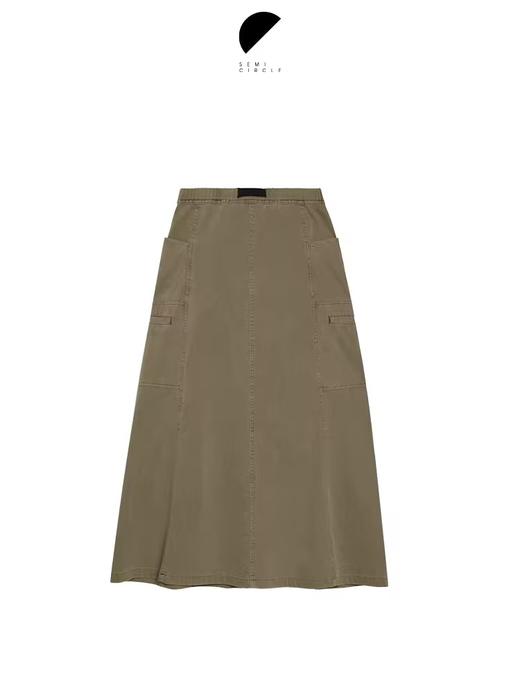半圆/D24401473/水洗工装长款半身裙 商品图3