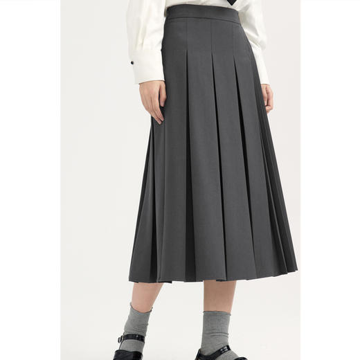 【商场同款】诗凡黎灰色学院风百褶半身裙2024夏新款女3F4140742 商品图4