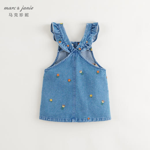 马克珍妮女童满底绣花软牛仔背带裙儿童裙子连衣裙秋装新款241636 商品图1
