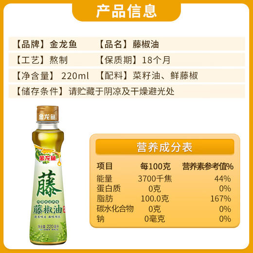 金龙鱼藤椒油220ml 商品图2