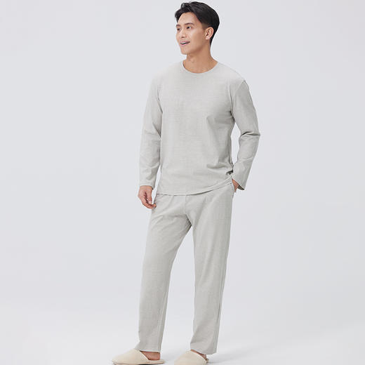 素道有机彩棉 纯棉男女长袖家居服 薄款情侣睡衣 100%棉套装 商品图4