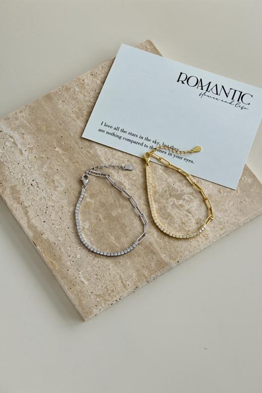 星星闪耀系列手链 s925银 白色圆锆网球链双拼 商品图6