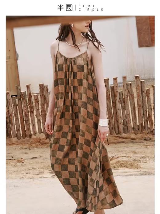 半圆/D23114071/抽褶吊带裙复古清凉透气宽松连衣裙 商品图2