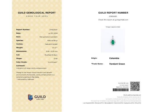 1.11ct 祖母绿吊坠 商品图5