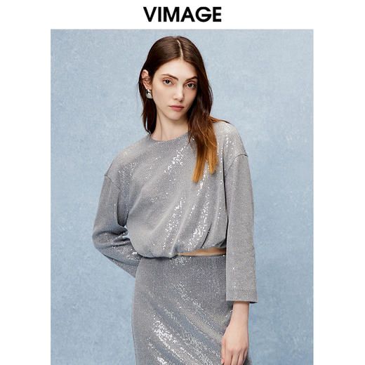 VIMAGE纬漫纪时尚宽松短款显瘦上衣秋季新款V2213819 商品图0
