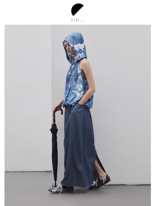 半圆/D24202314/扎染连帽挂脖背心 商品图0