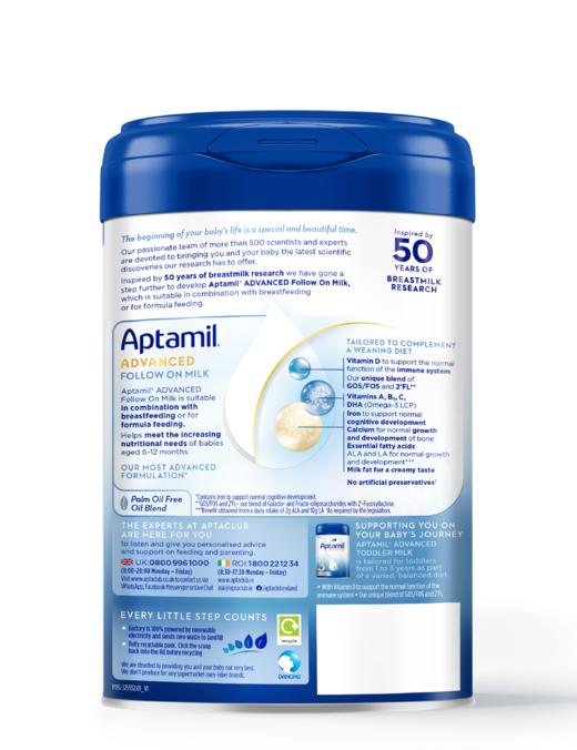 【品牌直供英国Aptamil爱他美白金版较大婴儿配方奶粉 2段 6-12个月 800g【超过6罐请分开下单】 商品图3
