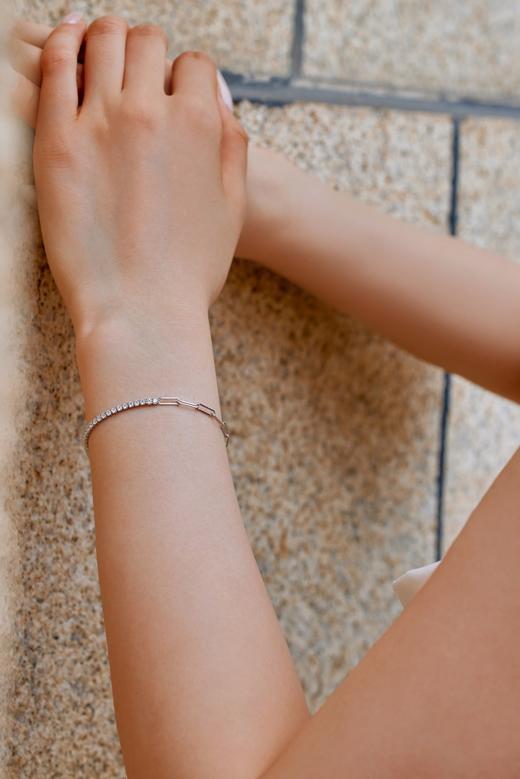 星星闪耀系列手链 s925银 白色圆锆网球链双拼 商品图3