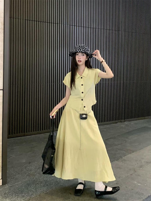 👍👍【度假款！超Chill减龄黄色套装】1.各种博主穿搭都有推荐，巨火🔥🔥 2.慵懒又精致的韩系松弛感☑舒适度满分，👍超级遮肉显瘦 商品图4