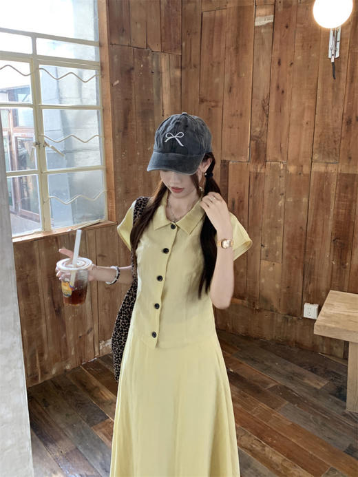 👍👍【度假款！超Chill减龄黄色套装】1.各种博主穿搭都有推荐，巨火🔥🔥 2.慵懒又精致的韩系松弛感☑舒适度满分，👍超级遮肉显瘦 商品图3